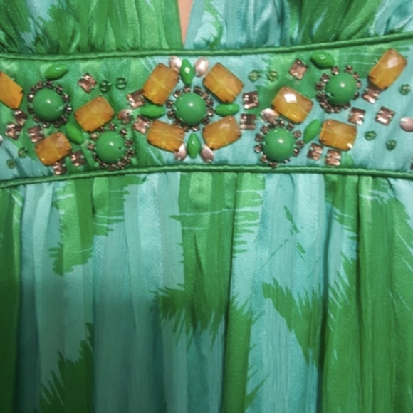 New BCBGMAXAZRIA Blue/Green Silk Gown - Picture 6 of 8